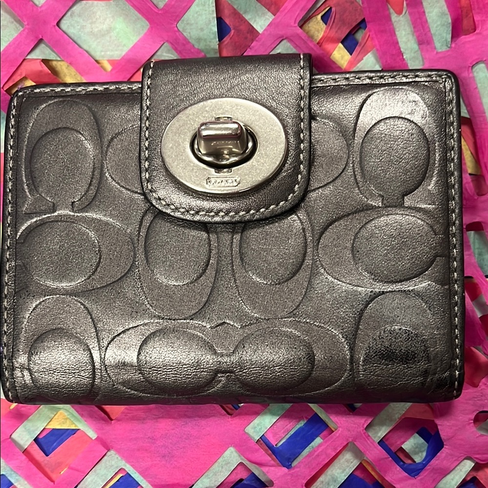 Coach Embossed Metallic Wallet